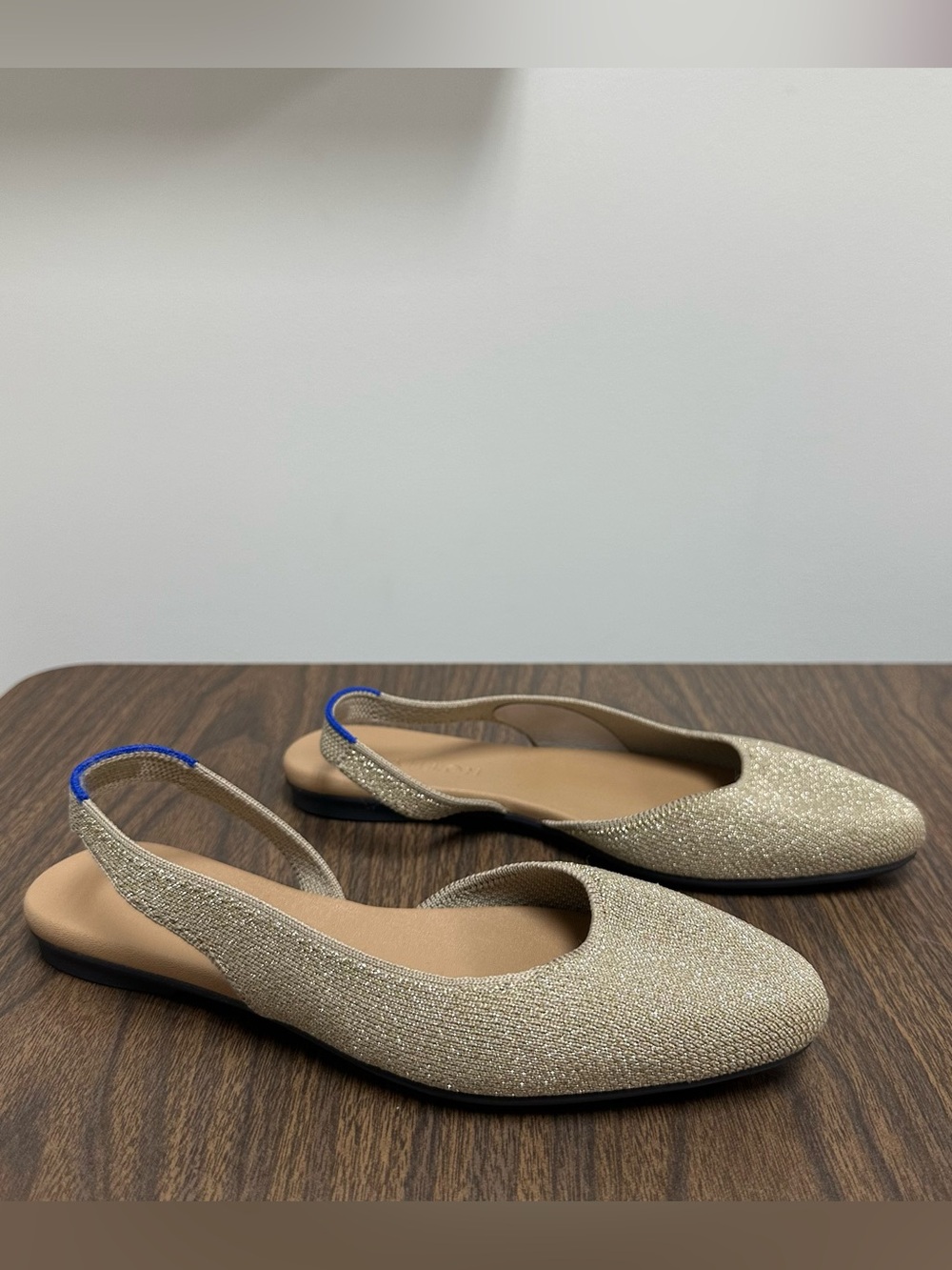ROTHY'S The Almond Slingback Metallic Prosecco Beige Flats Women's Size 6.5 - Picture 7 of 15